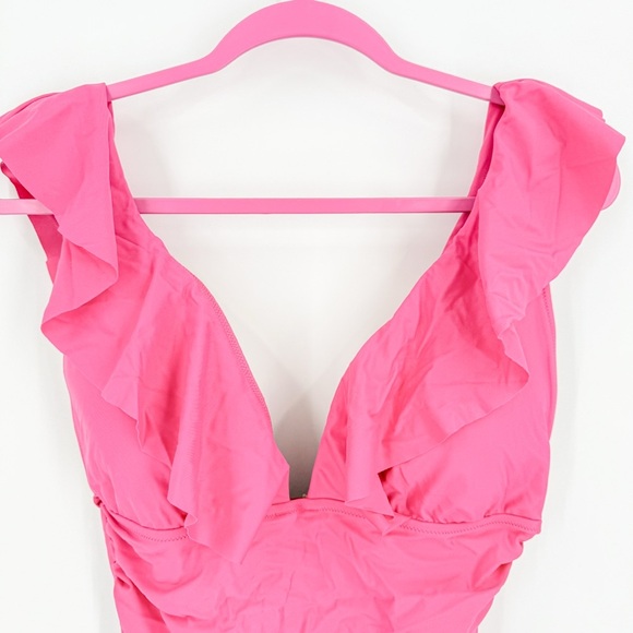 J. Crew Pink Ruffled One Piece Swimsuit - Picture 3 of 4